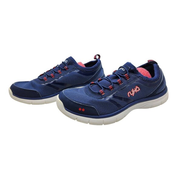 Womens Ryka Memory Foam Navy and Red Slip On Athletics. - Picture 1 of 8